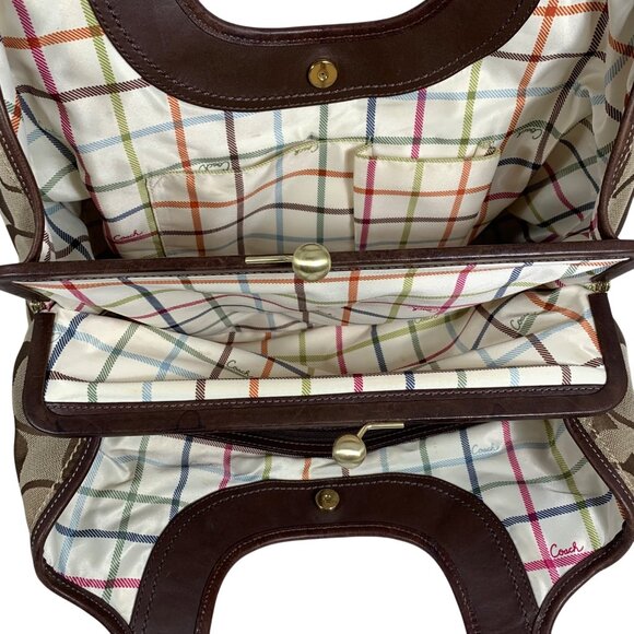 COACH CC Logo Jacquard Leather Trim Ergo Kisslock Shoulder Bag 12232 NO TAG - Picture 8 of 14